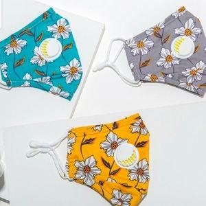 3 pc Face Masks Floral Print with Valve Adjustable